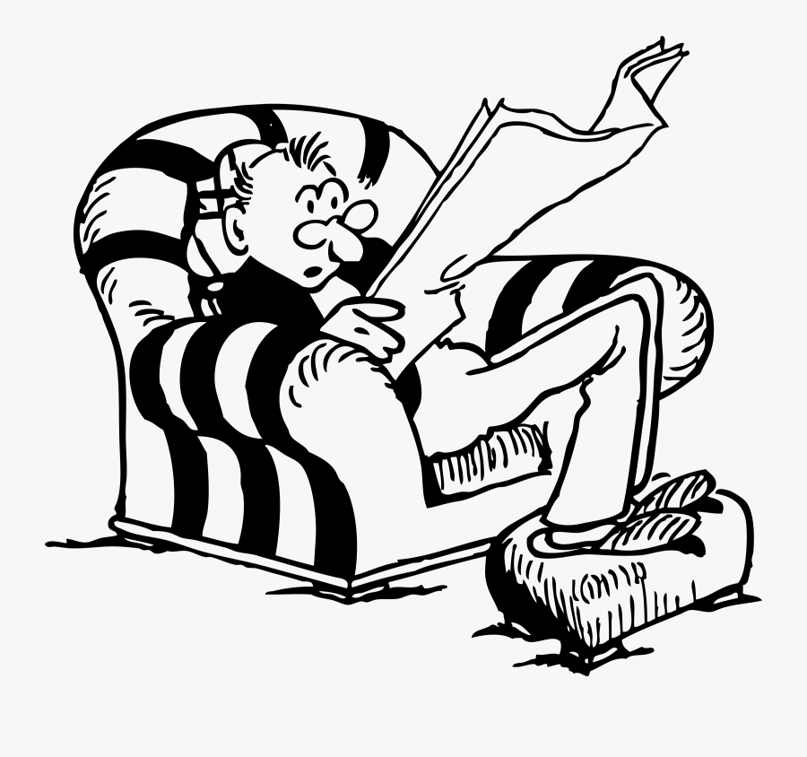 Reading - Newspaper - Clipart - Man Sitting In Chair, Transparent Clipart