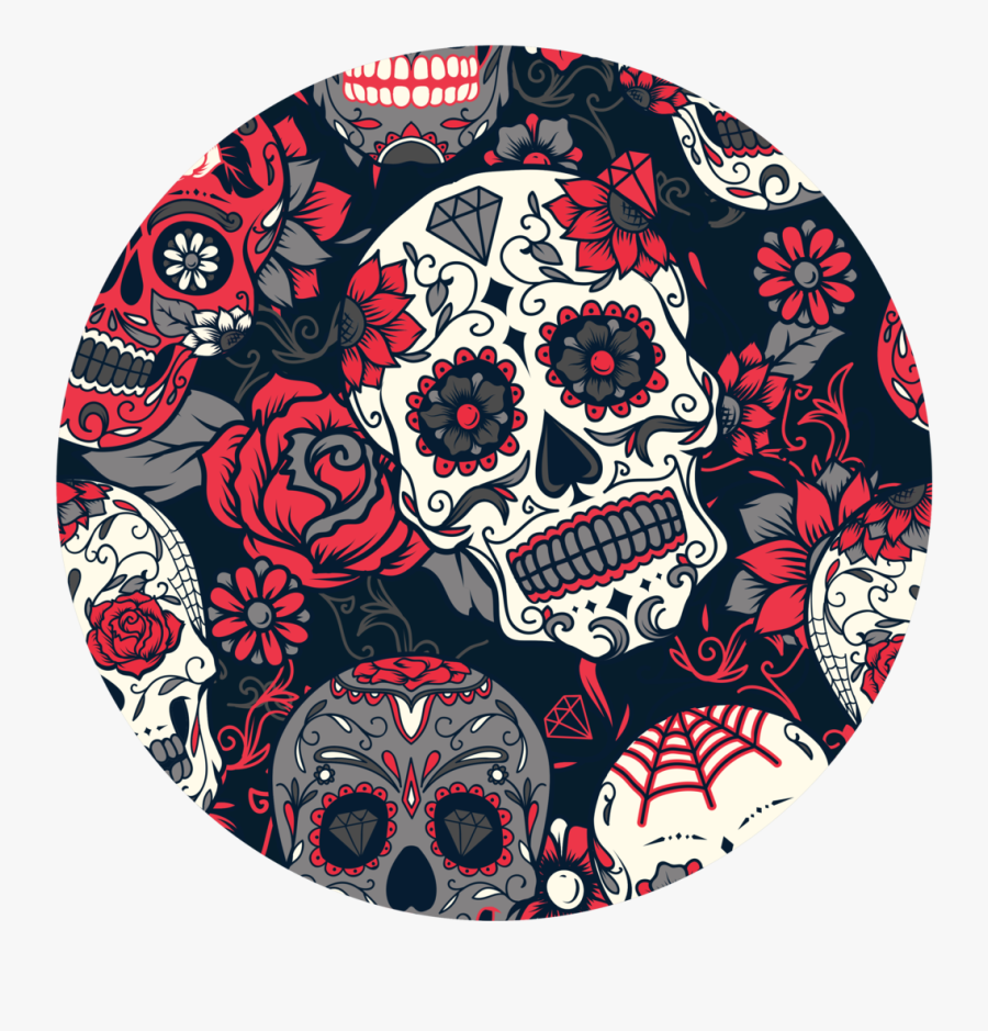 Transparent Day Of The Dead Clipart - Sugar Skull Seamless Pattern, Transparent Clipart