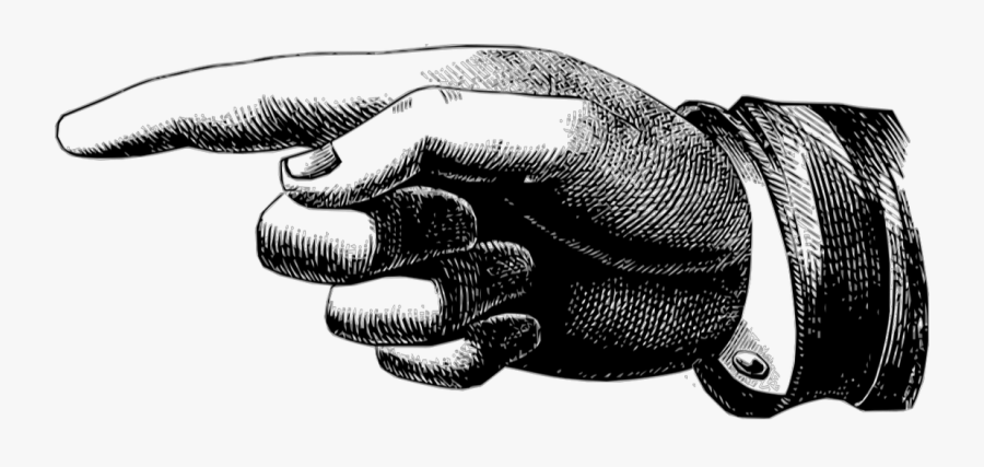 Finger Transparent Victorian - Vintage Pointing Hand Png, Transparent Clipart