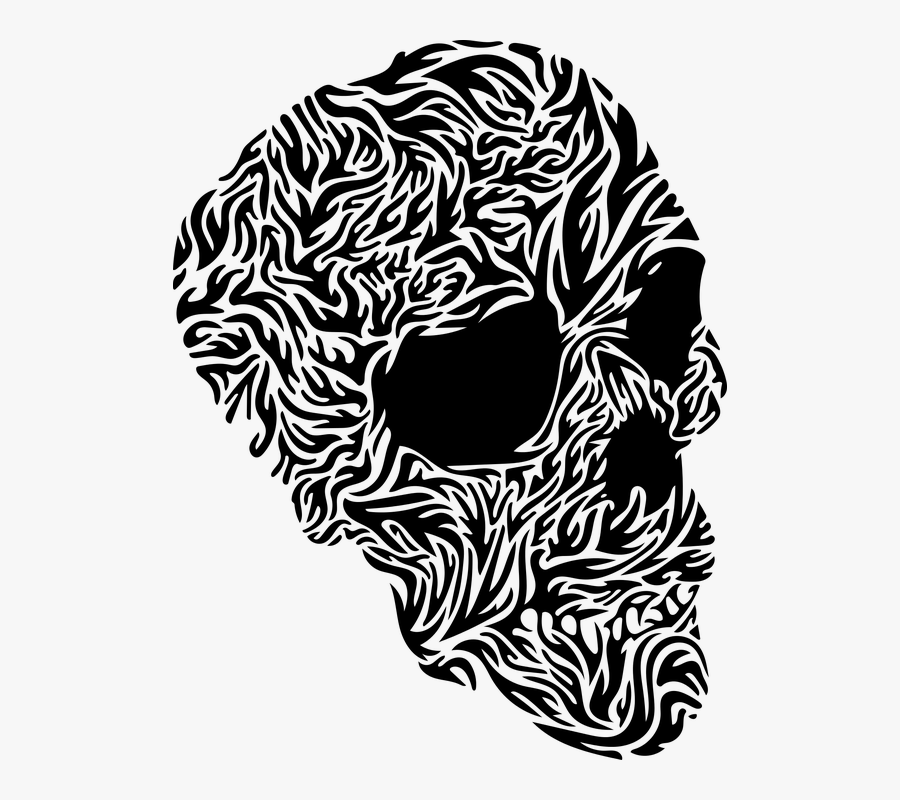 Skull, Flames, Abstract, Art, Design, Tattoo, Fire - Abstract Png Black ...