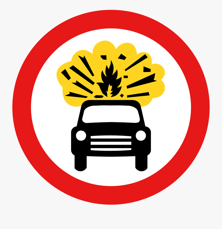 Free Vector Road Signs Car Explosion Kaboom Clip Art - No Vehicles Carrying Explosives Road Sign, Transparent Clipart