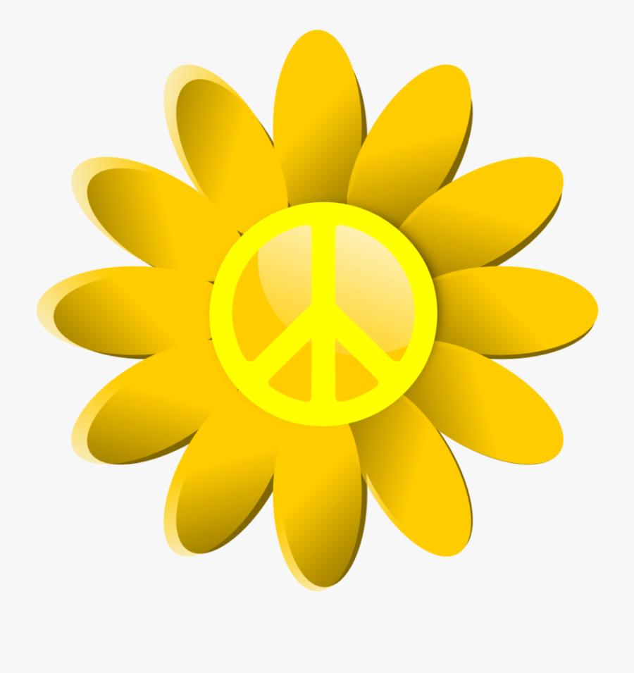 Hippie Clipart Peace Sign - Cartoon Image Of 8 Flowers, Transparent Clipart