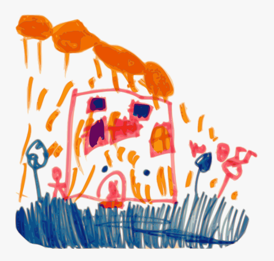 Kindergarten Art House And Rain - Niño Vector Gis, Transparent Clipart