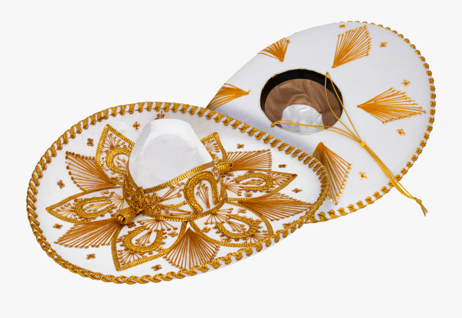 White And Gold Sombrero, Transparent Clipart