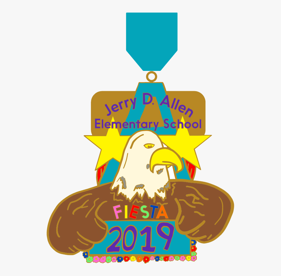 Allen Fiesta Medal With Eagle Mascot And Stars, Transparent Clipart