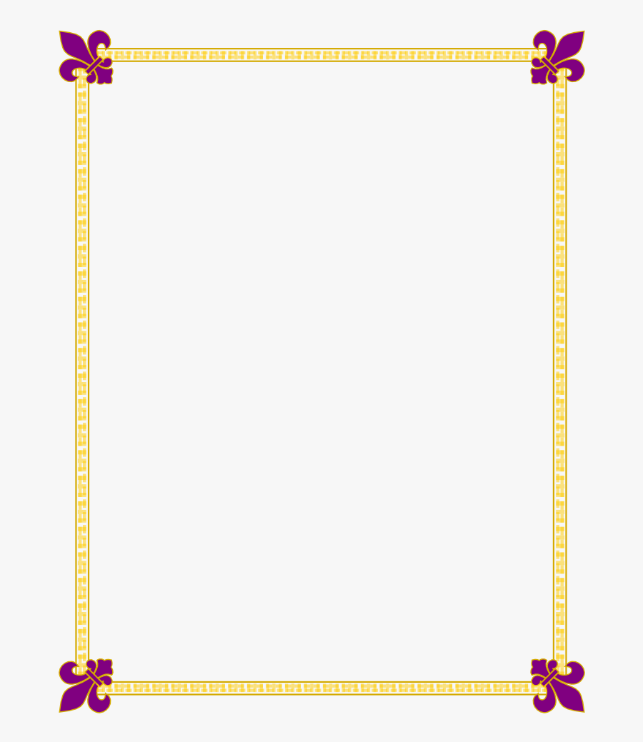 Fleur De Lis Gold And Purple Border - Blue Page Borders Png, Transparent Clipart