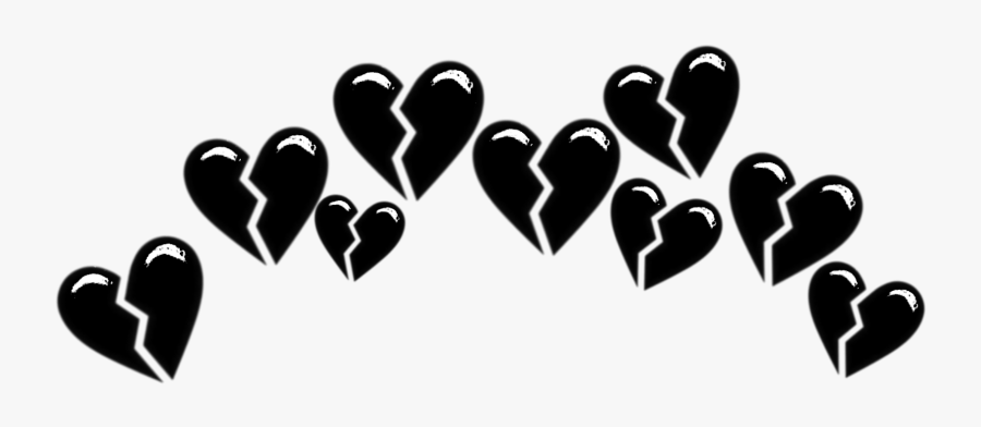 #broken #brokenheart #heart #hearts #tumblr #black - Black Broken Heart Emoji Crown, Transparent Clipart