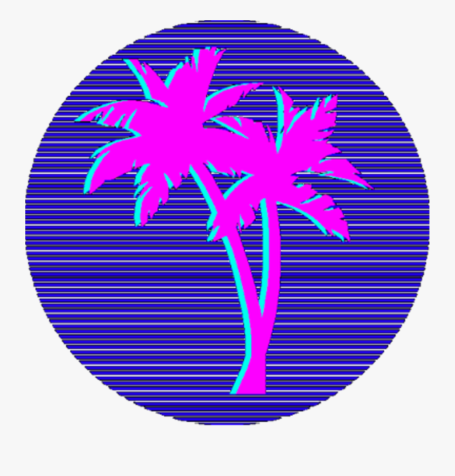 Vapor Grunge Palmtree Vaporwave Vaporwaveaesthetic - Vaporwave Palm Tree Png, Transparent Clipart