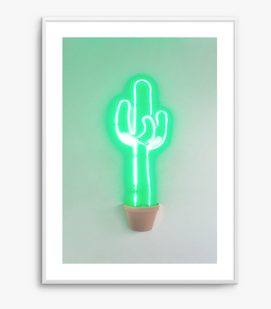 Cactus Neon Sign - Greeting Card, Transparent Clipart
