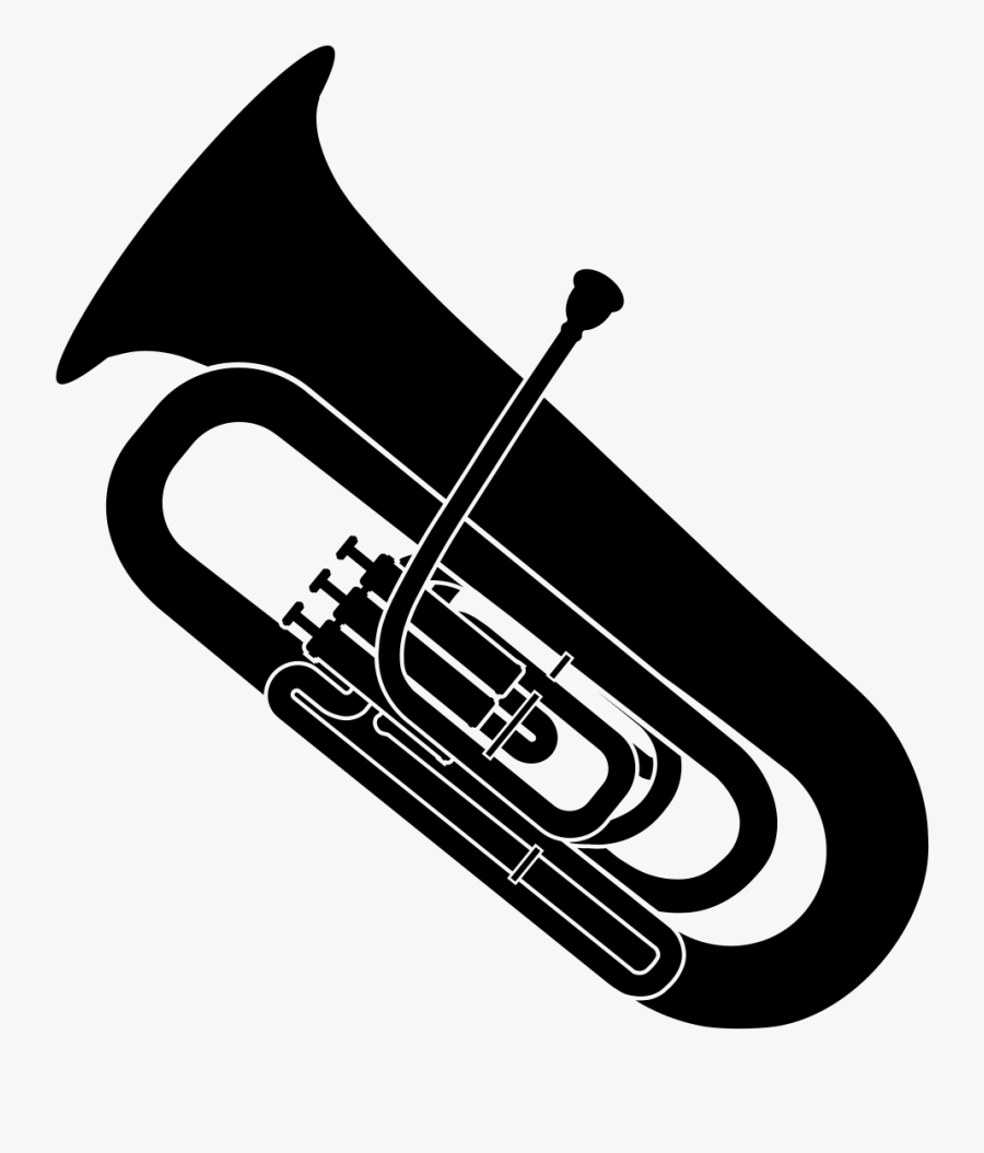 Musical Instruments Saxhorn Trumpet Tuba Sousaphone - Tuba Black And White, Transparent Clipart