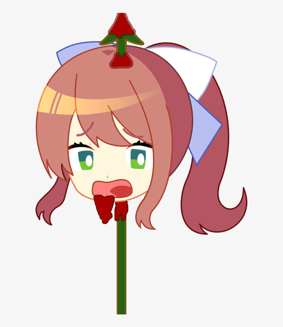 Monika Chibi Bulli[reads Announcement Bar] Say No More - Doki Doki Literature Club Mo Sticker, Transparent Clipart