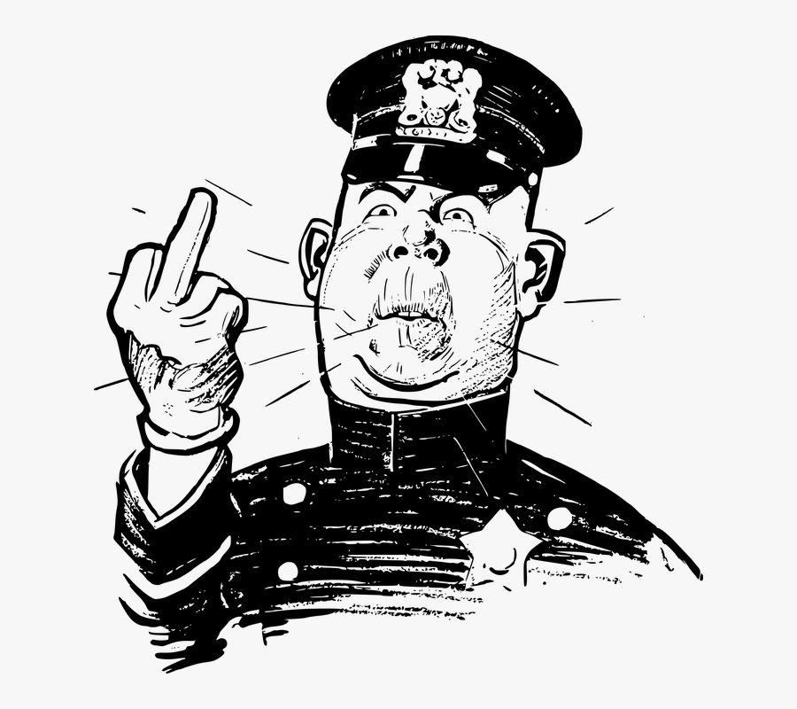 Transparent Angry Old Man Png - Police Officer Middle Finger, Transparent Clipart