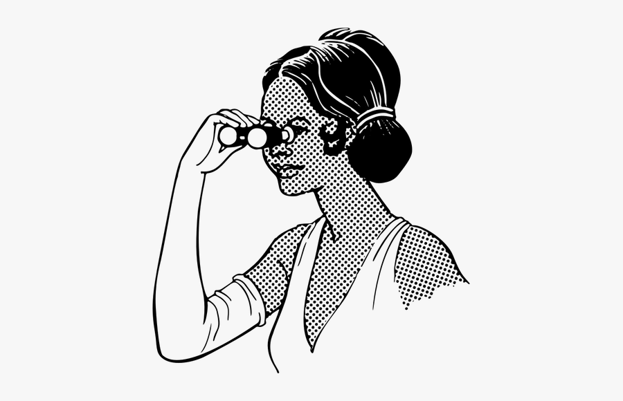 Woman With Binoculars - Opera Glasses Using, Transparent Clipart