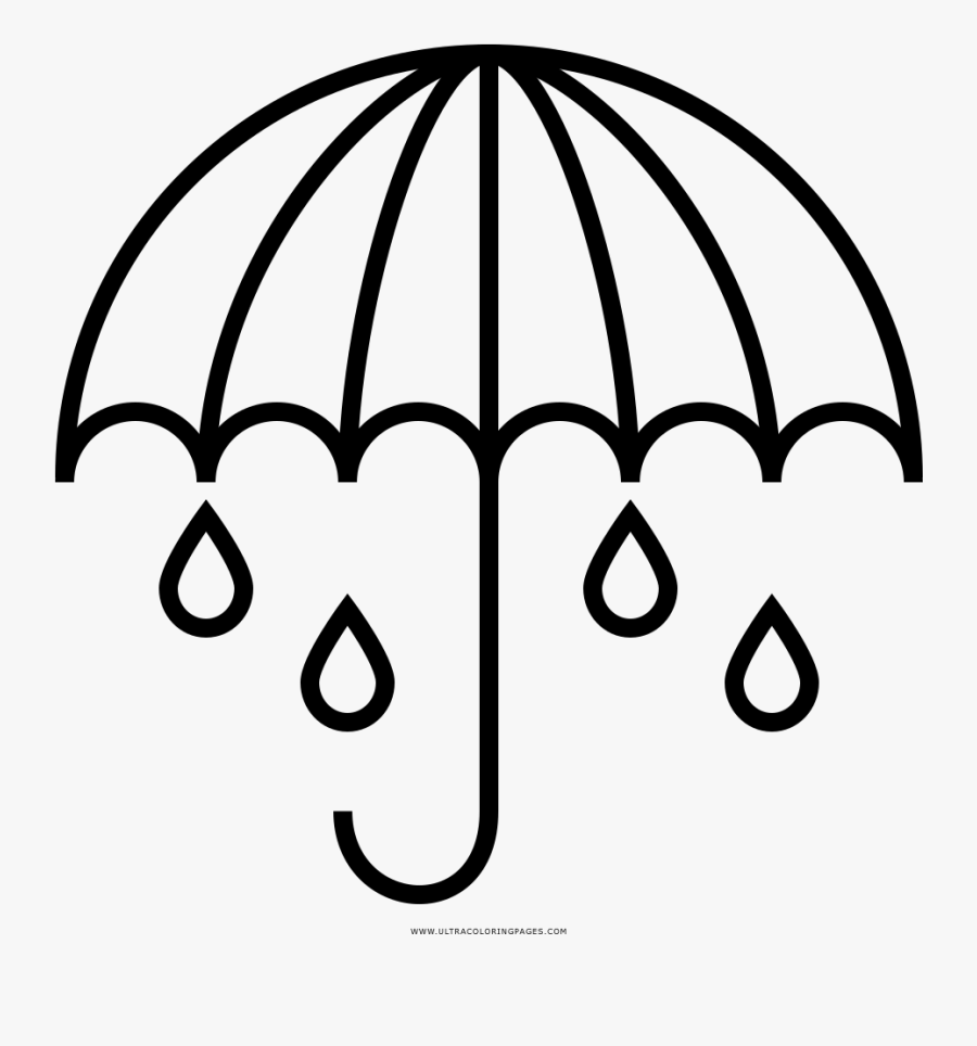 Umbrella Rain Coloring Page - Guarda Chuva Para Pintar, Transparent Clipart