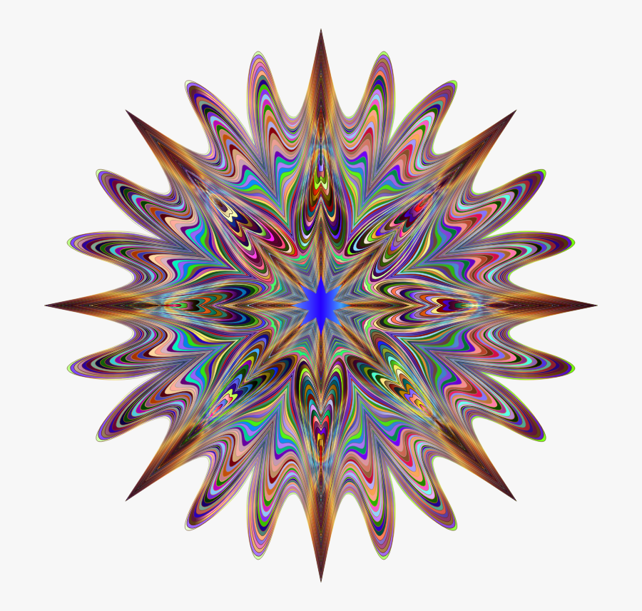 Psychedelic Chromatic Star 2 No Background - 60s Designer Wall Clock, Transparent Clipart