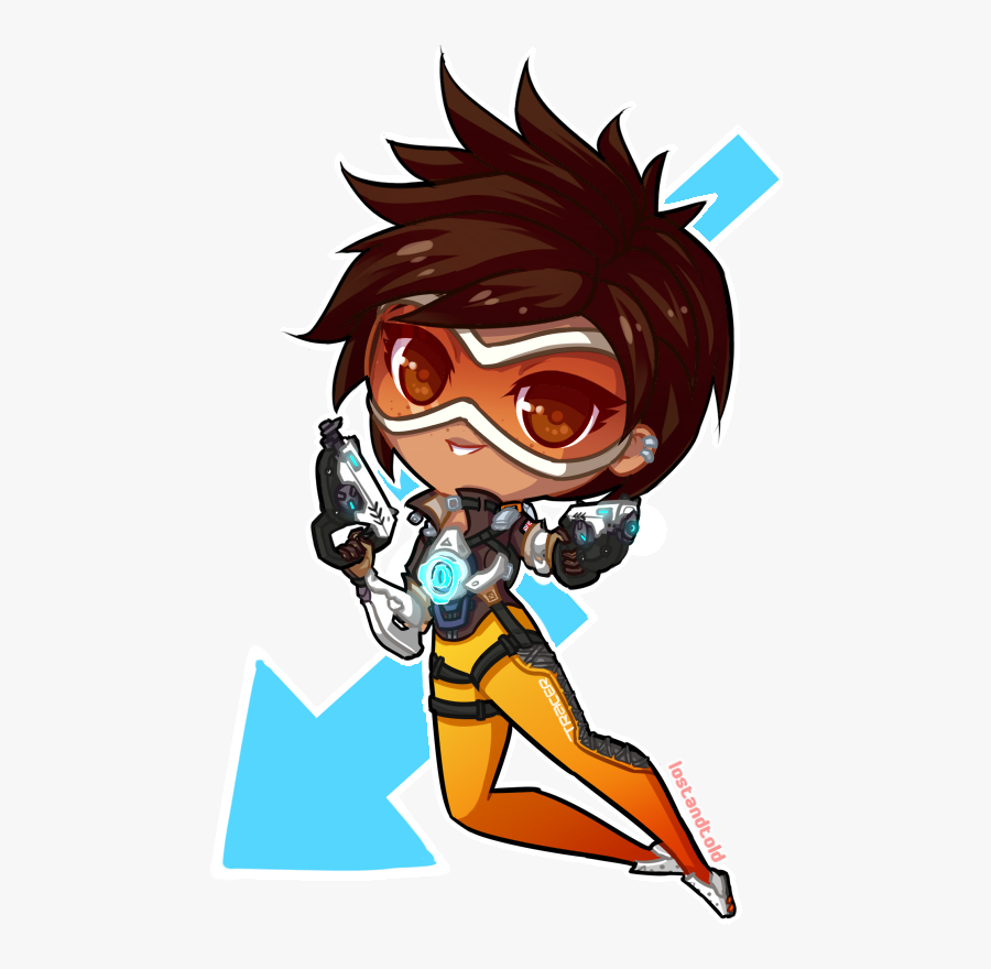 Overwatch Tracer Chibi Drawing, Transparent Clipart