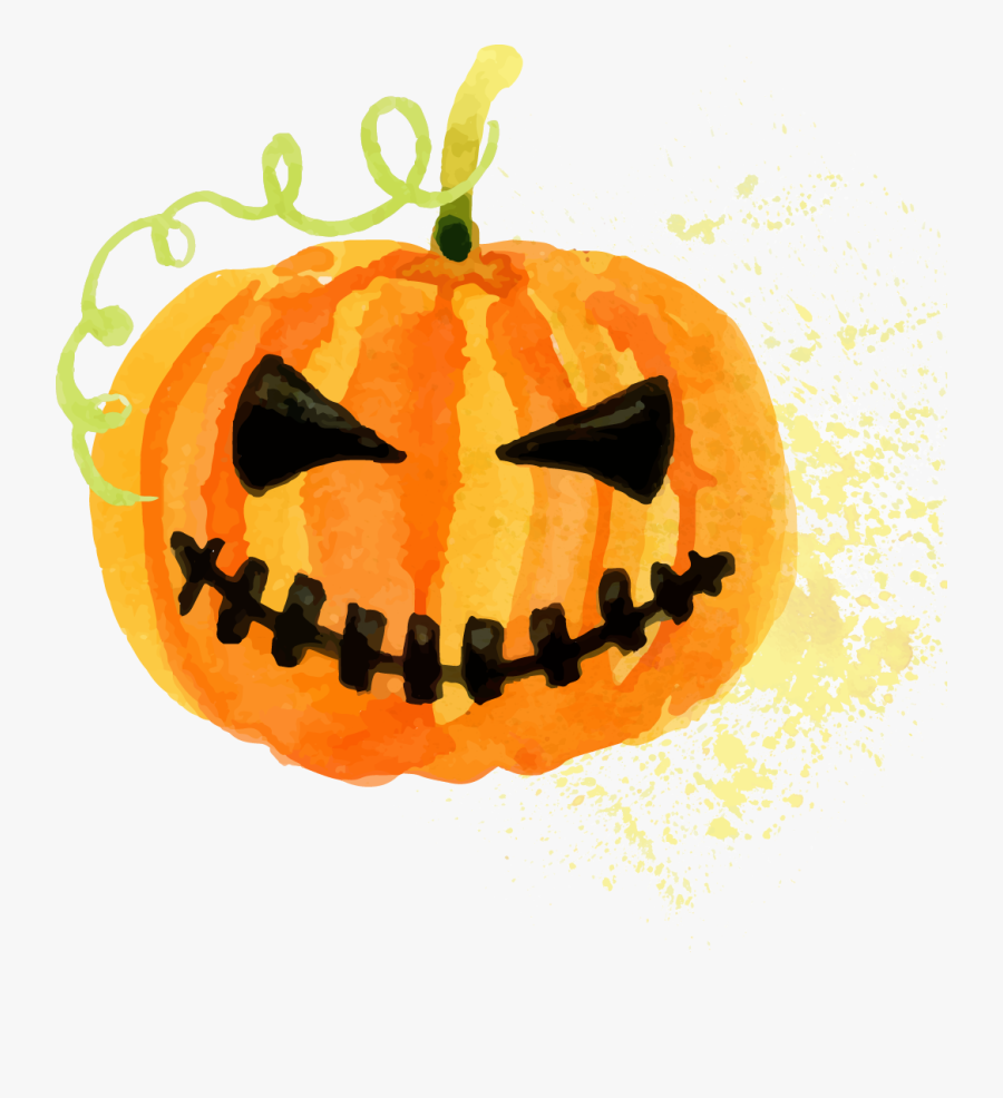 Halloween Costume Pumpkin Jack O" Lantern - Halloween Watercolor Pumpkin Clipart, Transparent Clipart