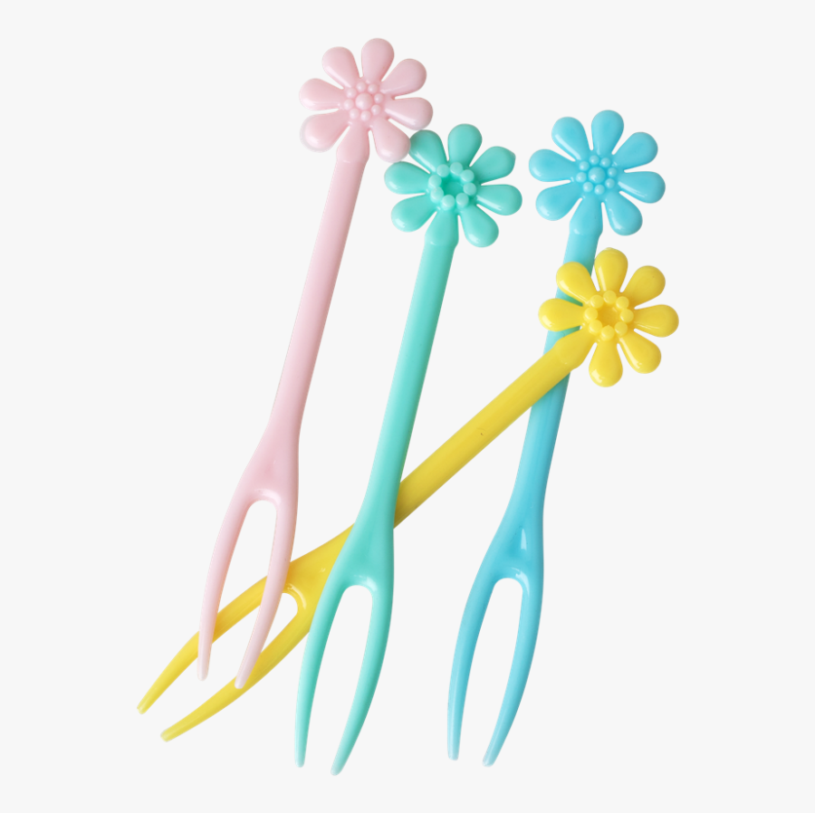 30 Flower Shaped Canape Forks Pastel Colours Rice Dk, Transparent Clipart