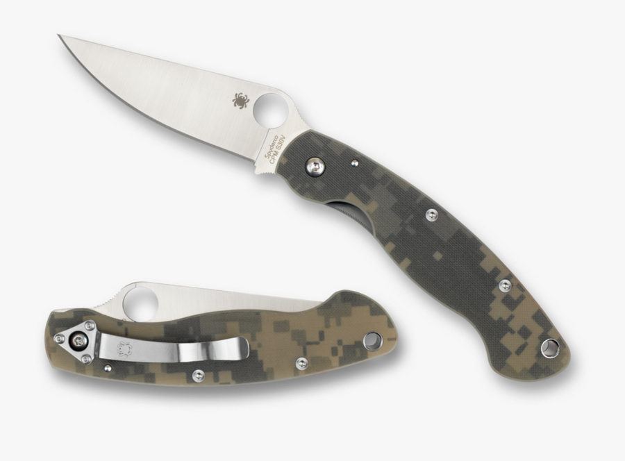 Transparent Digital Camo Png - Spyderco Military, Transparent Clipart