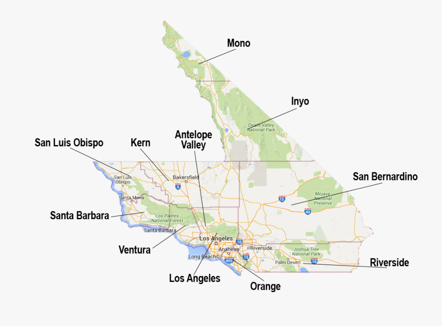 Provides Service All Over Southern California - Map, Transparent Clipart