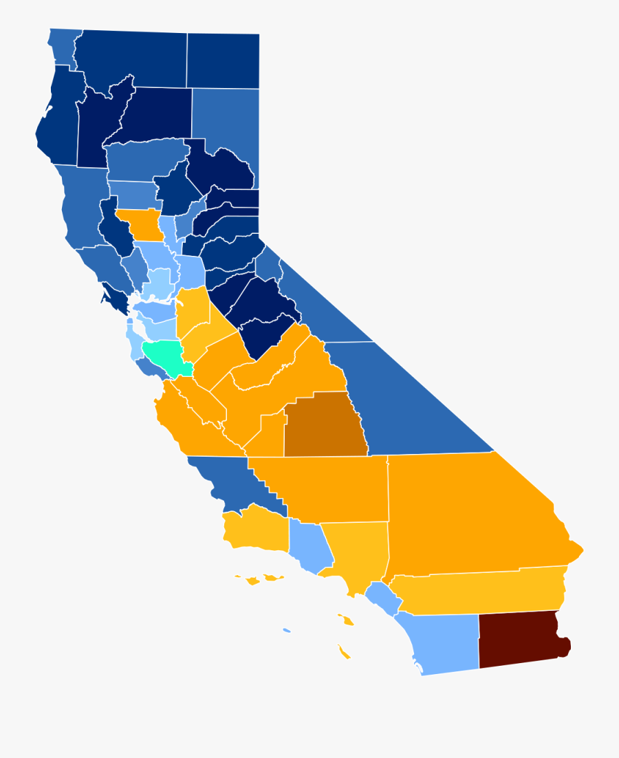 California Election 2016 Primary Results - California Red Vs Blue Map, Transparent Clipart