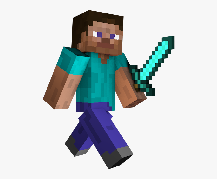 Transparent Free Minecraft Clipart - Minecraft Steve With Sword, Transparent Clipart