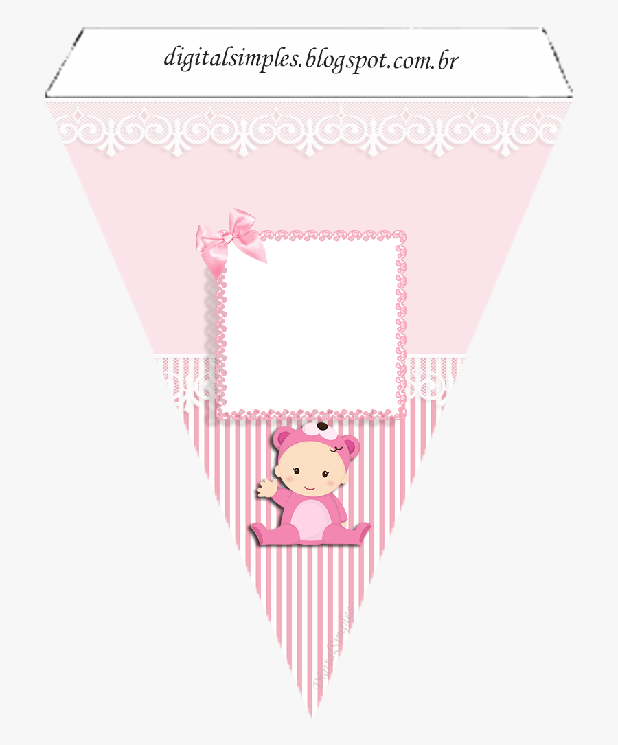 Baby Girl In Pink, Party Free Printable Banner - Bandeirinha Chá De Bebe, Transparent Clipart