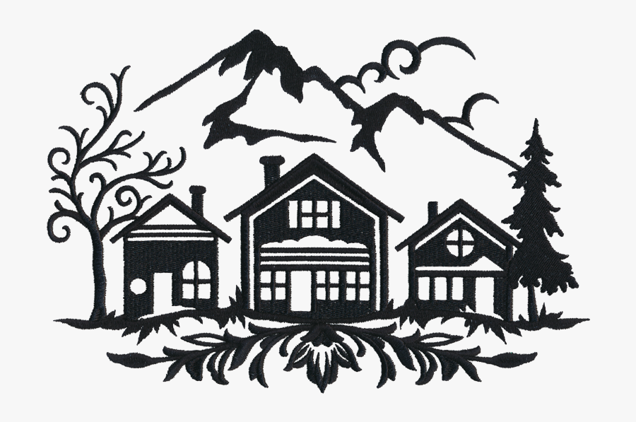 Black And White Houses Town Clipart, Transparent Clipart