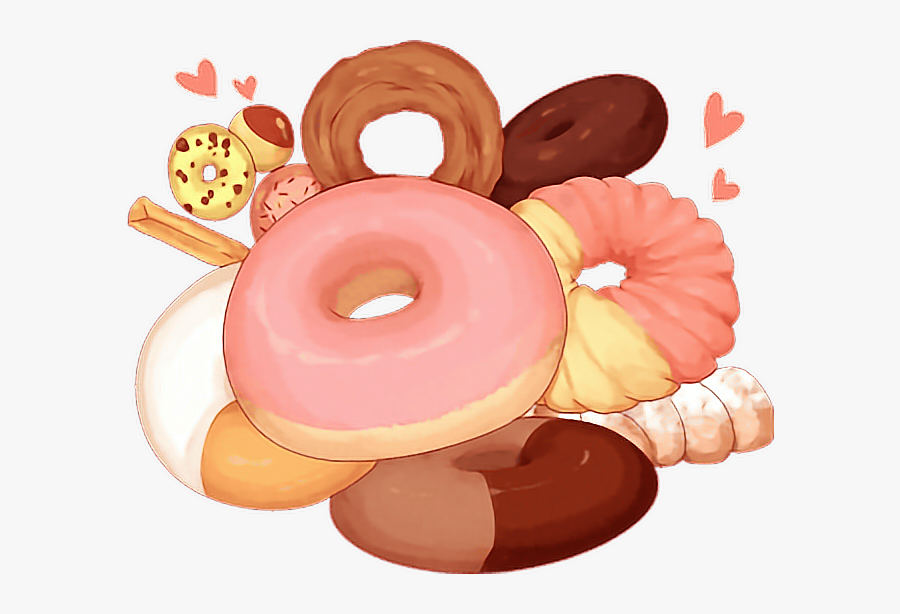 Transparent Pink Donut Png - Anime Girl Kawaii Food, Transparent Clipart