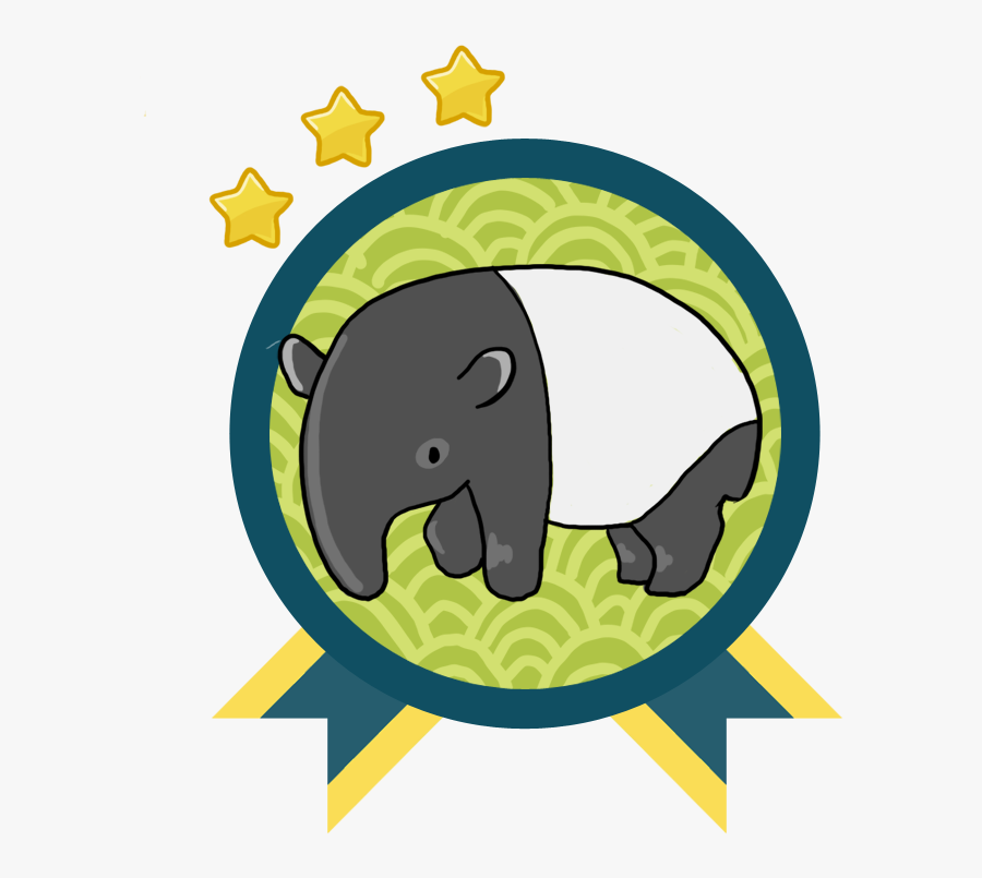 Green And Blue Award Badge With A Malaya Tapir In The - Cartoon, Transparent Clipart