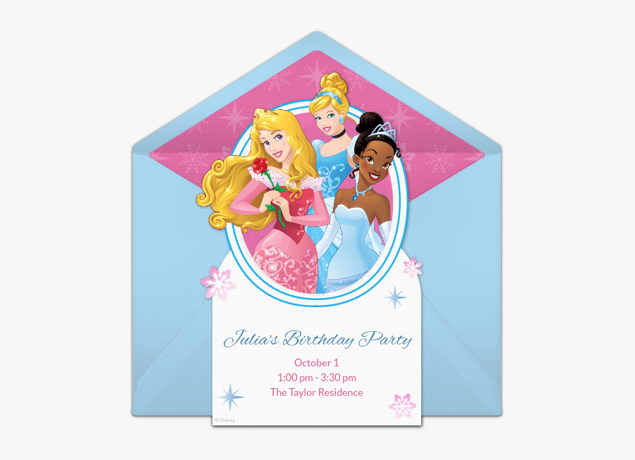 Clip Art Princesses Birthday Invitation - The Walt Disney Company, Transparent Clipart