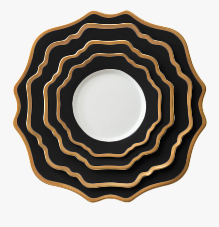 Black And Gold Plate Set, Transparent Clipart