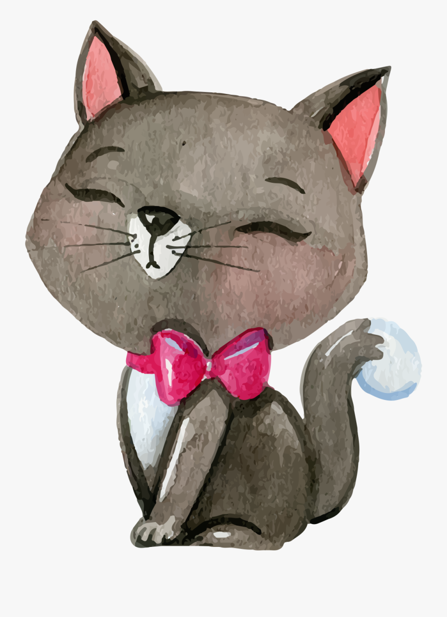 Siamese Cat Puppy - Cartoon Cat Watercolor Png, Transparent Clipart