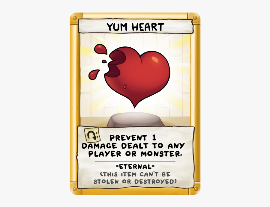 Yum Heart - Binding Of Isaac Four Souls Loot Card, Transparent Clipart