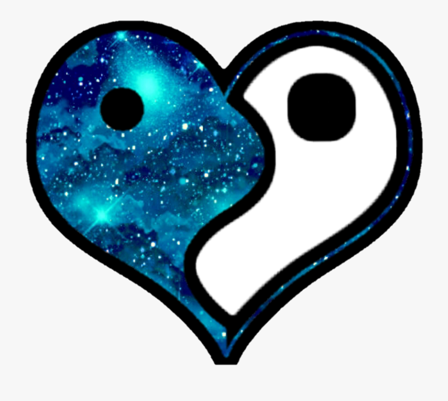 #yinyang #blue #white #black #love #balance #namaste - Heart, Transparent Clipart