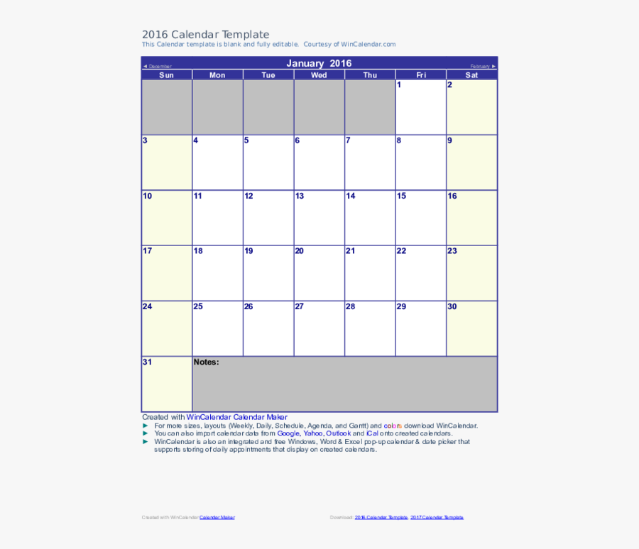 Monthly Calendar Template , Png Download - Template, Transparent Clipart