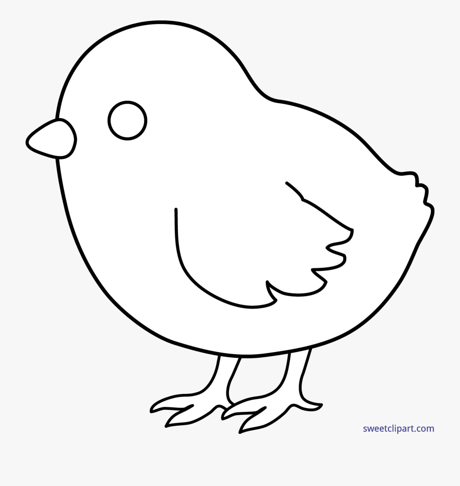 Baby Chick Lineart - Chicken Cartoon Clipart Black And White, Transparent Clipart