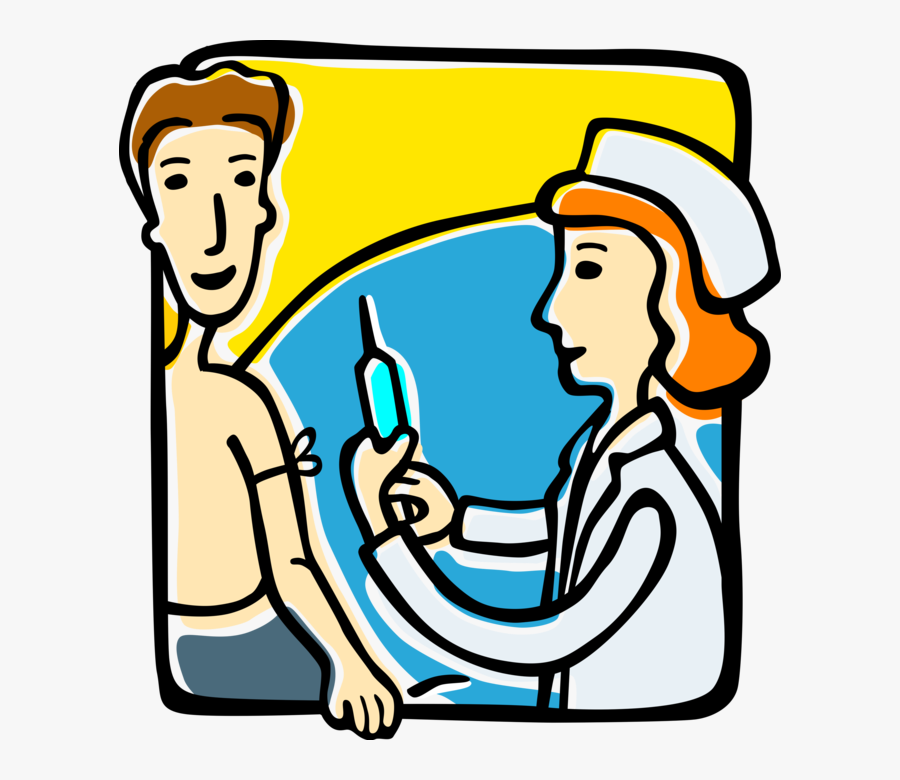 Vector Illustration Of Vaccination By Injection Of - Flu Shot, Transparent Clipart