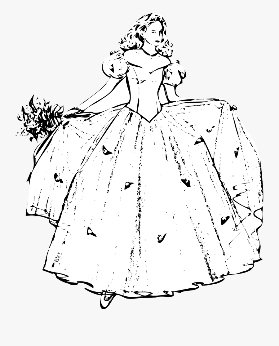 Gown Woman Flowers Free Picture - Princess Coloring Pages, Transparent Clipart