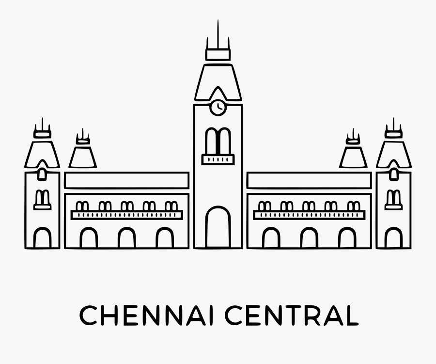 Chennai Central Clip Arts - Chennai Central Line Art, Transparent Clipart