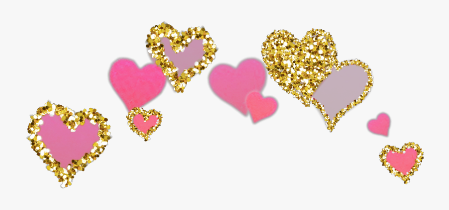 #hearts #heart #golden #gold #glittery #glitter #sparkles - Red Heart Crown Transparent, Transparent Clipart