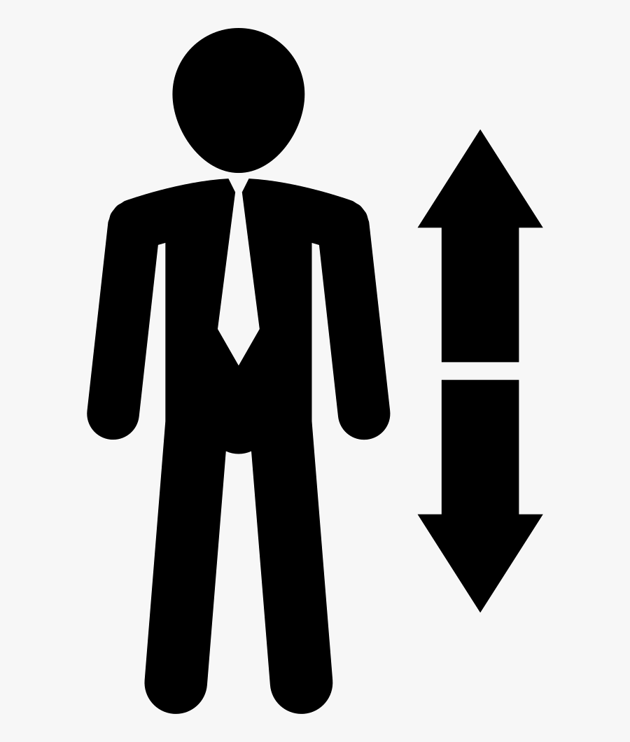 Man Standing With Ascendant And Descendant Arrows Couple - Money Businessman Icon, Transparent Clipart