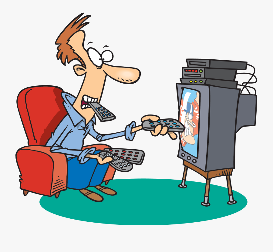 Cartoony Man Watching Tv, Transparent Clipart