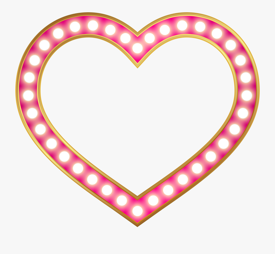 Glowing Heart Border Frame, Transparent Clipart