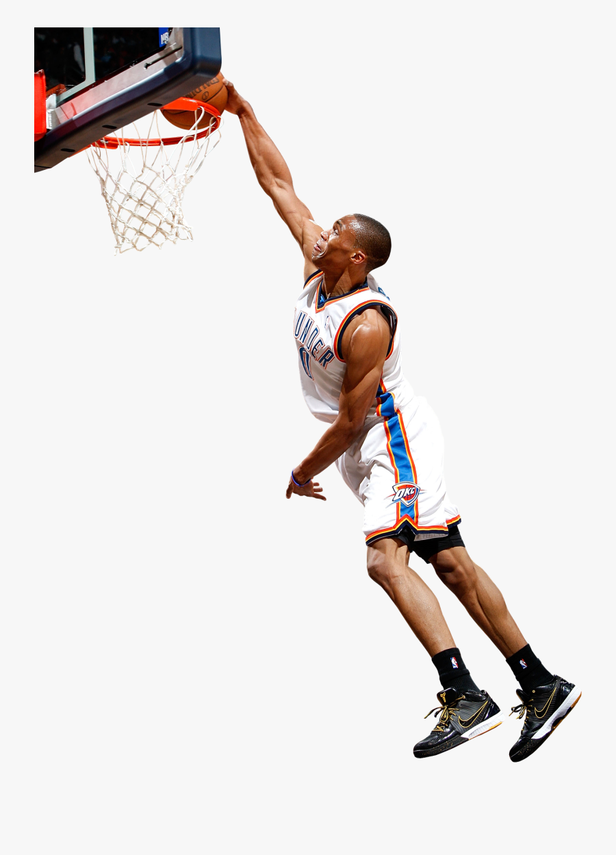 Transparent Russell Westbrook Png - Basketball Player Dunking Png
