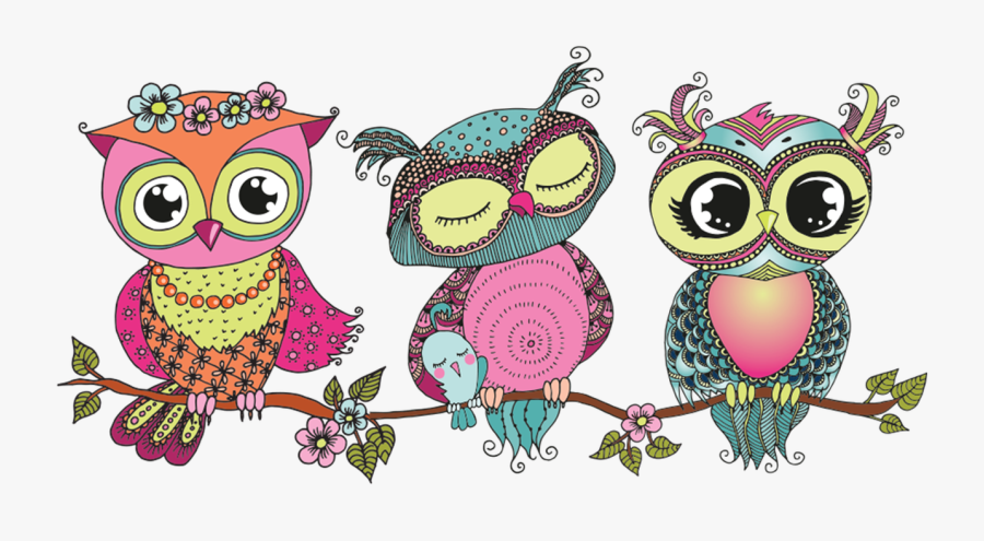 Cute Colorful Owl Drawing, Transparent Clipart