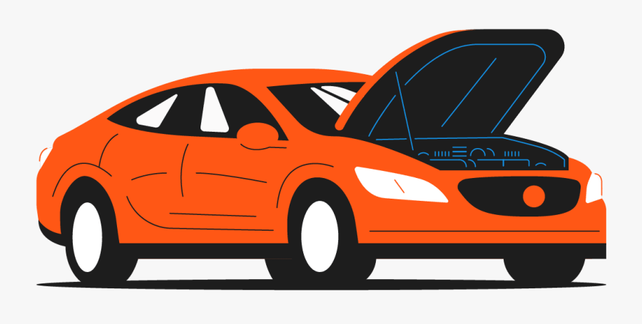 Car With Popped Hood - Car Open Hood Png, Transparent Clipart