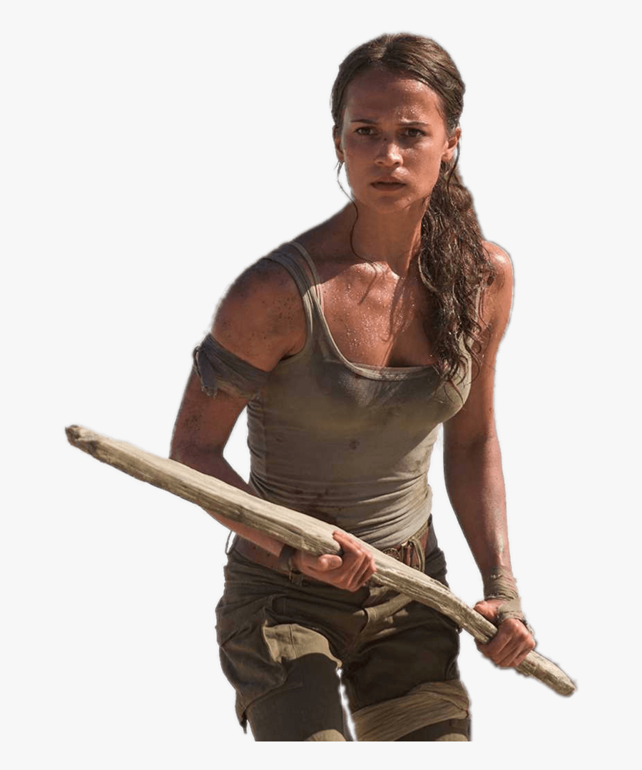 Lara Croft Holding A Wooden Stick - Lara Croft Alicia Vikander Sexy, Transparent Clipart