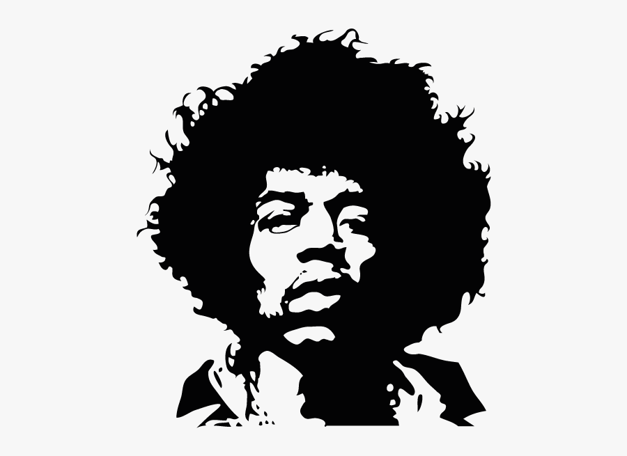 Jimi Hendrix Black And White Portrait Stencil Guitarist, Transparent Clipart