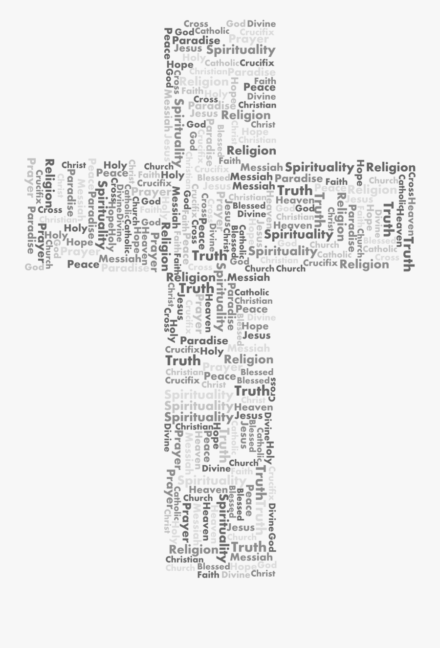 Jesus Cross Word Cloud Grayscale Clip Arts - Design Of Cross Of Jesus ...